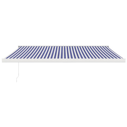 Retractable Awning Blue and White 4x3 m Fabric and Aluminium