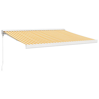 Retractable Awning Yellow and White 3.5x2.5 m Fabric and Aluminium