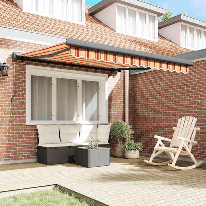 Retractable Awning Yellow and White 3x2.5 m Fabric and Aluminium
