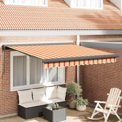 Retractable Awning Yellow and White 3x2.5 m Fabric and Aluminium
