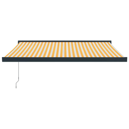 Retractable Awning Yellow and White 3.5x2.5 m Fabric and Aluminium