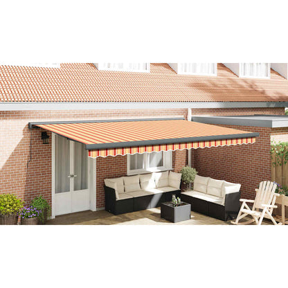 Retractable Awning Yellow and White 4.5x3 m Fabric and Aluminium