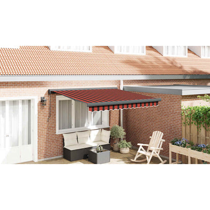Retractable Awning Orange and Brown 3.5x2.5 m Fabric and Aluminium