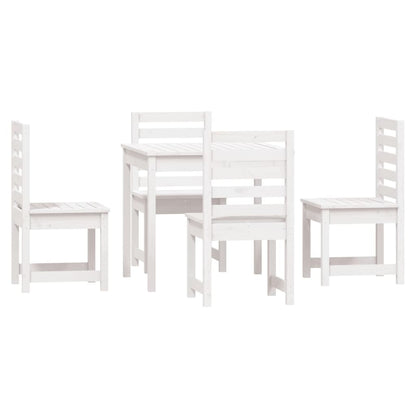 5 Piece Garden Dining Set White Solid Wood Pine