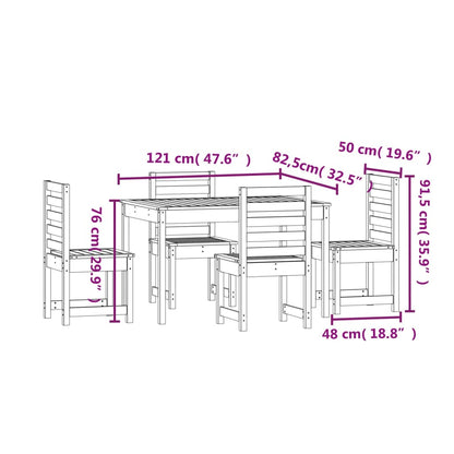 5 Piece Garden Dining Set Solid Wood Douglas