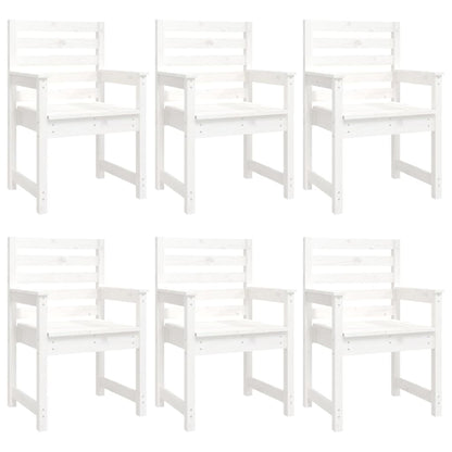7 Piece Garden Dining Set White Solid Wood Pine