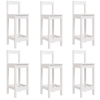 7 Piece Garden Bar Set White Solid Wood Pine