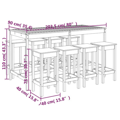 9 Piece Garden Bar Set Solid Wood Pine