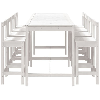9 Piece Garden Bar Set White Solid Wood Pine