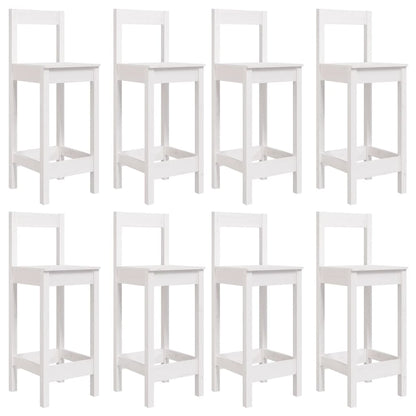 9 Piece Garden Bar Set White Solid Wood Pine