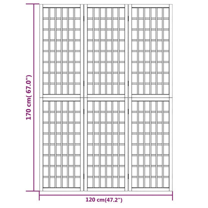 Folding 3-Panel Room Divider Japanese Style 120x170 cm White