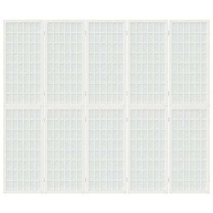 Folding 5-Panel Room Divider Japanese Style 200x170 cm White