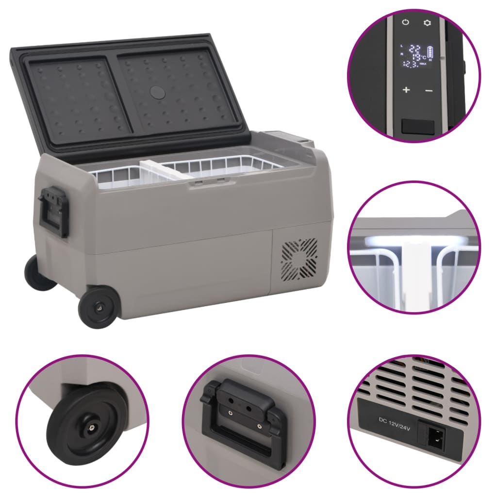 Cool Box with Wheel and Handle Black & Grey 36 L PP & PE