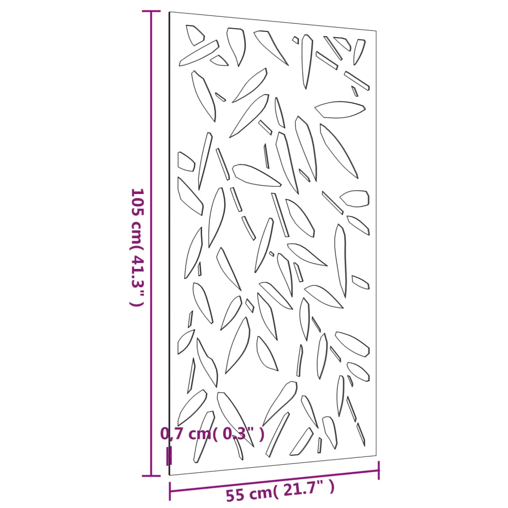 Garden Wall Decoration 105x55 cm Corten Steel Bamboo Leaf Design
