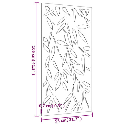 Garden Wall Decoration 105x55 cm Corten Steel Bamboo Leaf Design