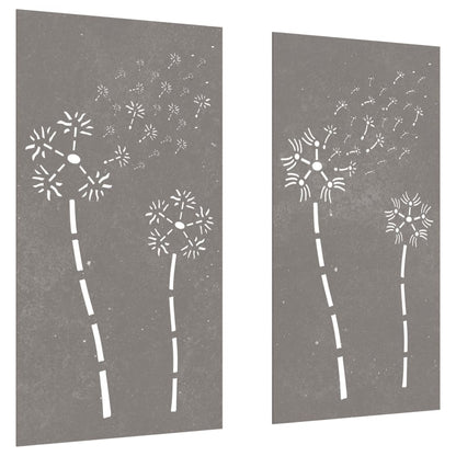 Garden Wall Decorations 2pcs 105x55cm Corten Steel Flower Design