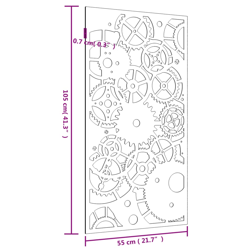 Garden Wall Decoration 105x55 cm Corten Steel Gear Wheel Design