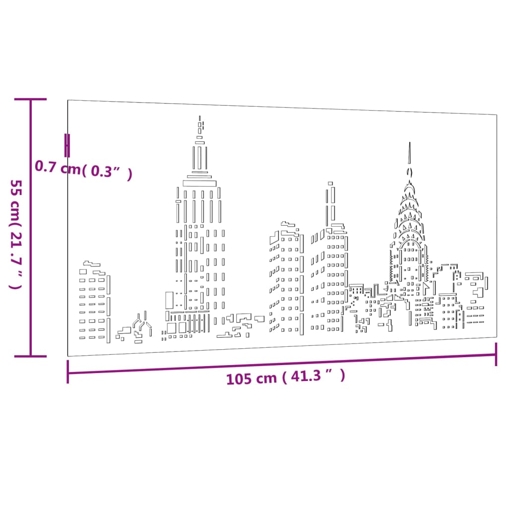 Garden Wall Decoration 105x55 cm Corten Steel Skyline Design