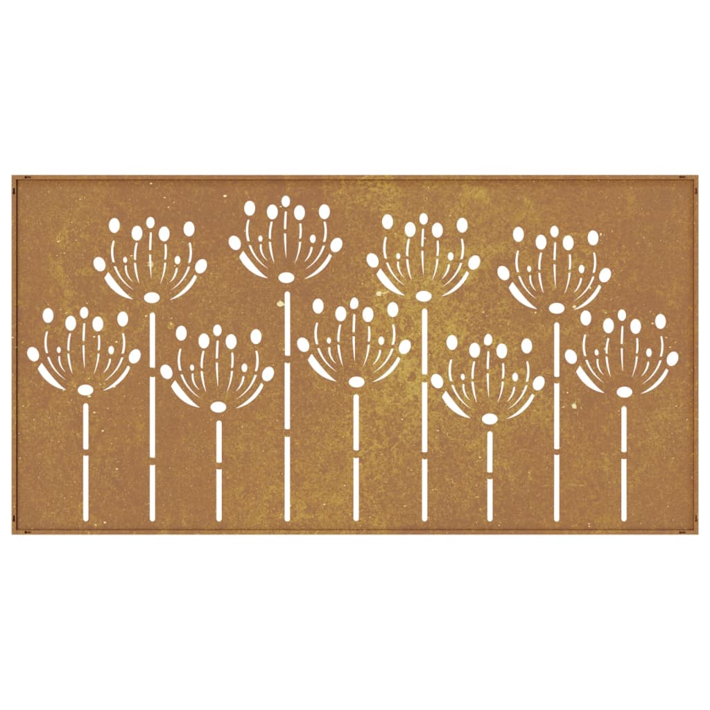 Garden Wall Decoration 105x55 cm Corten Steel Flower Design