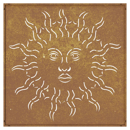 Garden Wall Decoration 55x55 cm Corten Steel Sun Design