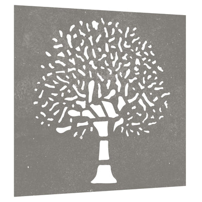 Garden Wall Decoration 55x55 cm Corten Steel Tree Design