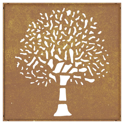 Garden Wall Decoration 55x55 cm Corten Steel Tree Design