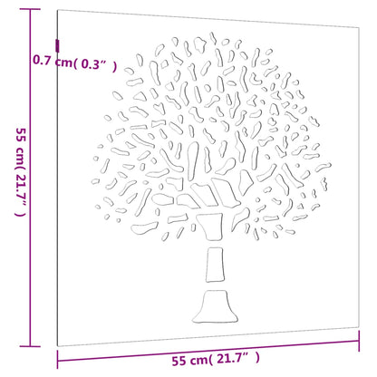 Garden Wall Decoration 55x55 cm Corten Steel Tree Design