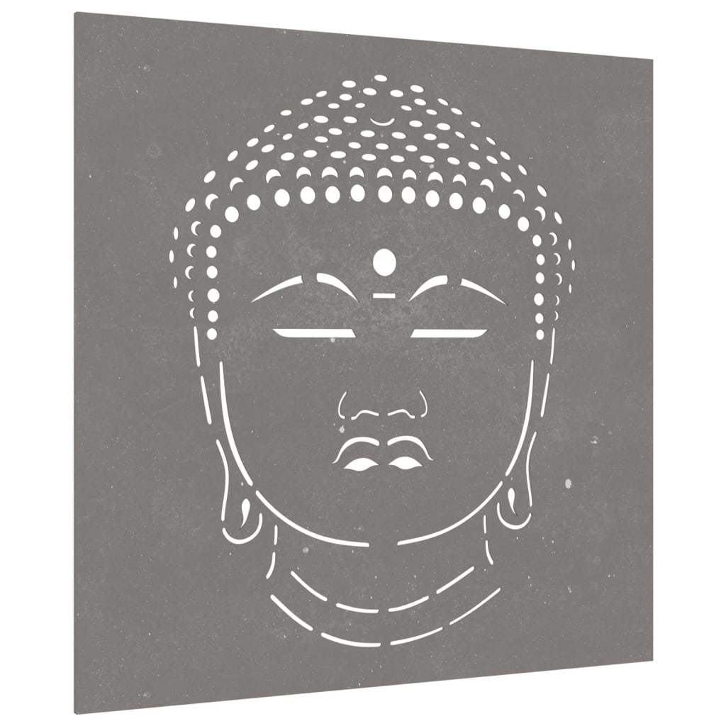 Garden Wall Decoration 55x55 cm Corten Steel Buddha Head Design