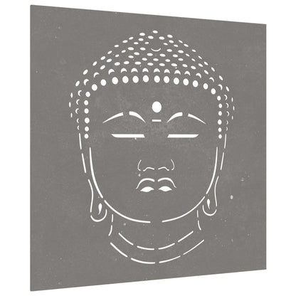 Garden Wall Decoration 55x55 cm Corten Steel Buddha Head Design