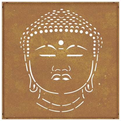 Garden Wall Decoration 55x55 cm Corten Steel Buddha Head Design