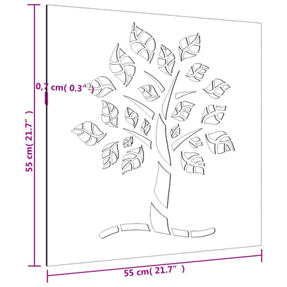 Garden Wall Decoration 55x55 cm Corten Steel Tree Design