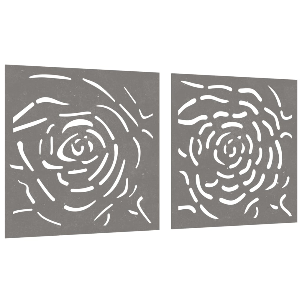 Garden Wall Decorations 2 pcs 55x55 cm Corten Steel Rose Design