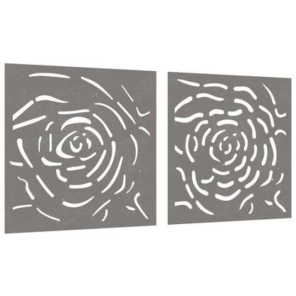 Garden Wall Decorations 2 pcs 55x55 cm Corten Steel Rose Design