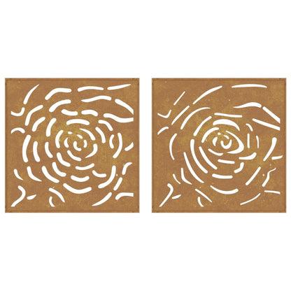Garden Wall Decorations 2 pcs 55x55 cm Corten Steel Rose Design