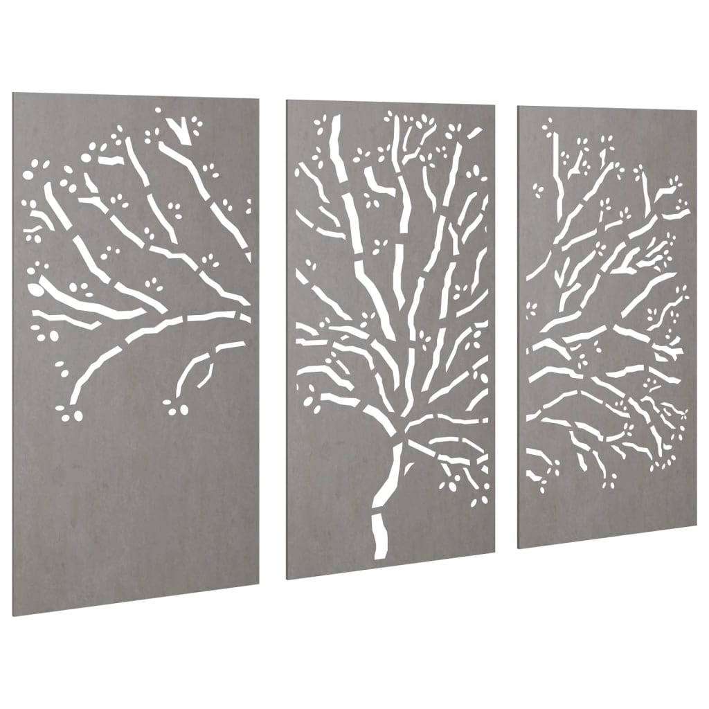 Garden Wall Decorations 3 pcs 105x55 cm Corten Steel Tree Design