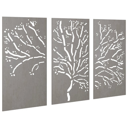 Garden Wall Decorations 3 pcs 105x55 cm Corten Steel Tree Design
