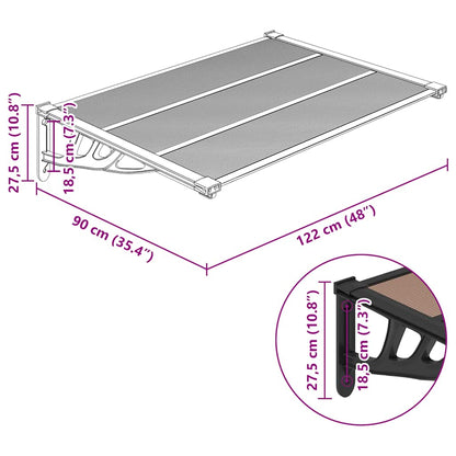 Door Canopy Black 122x90 cm Polycarbonate