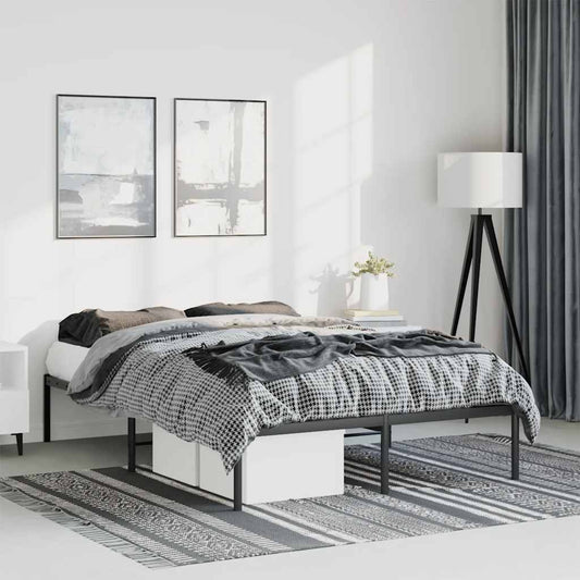 Metal Bed Frame without Mattress Black 135x190cm