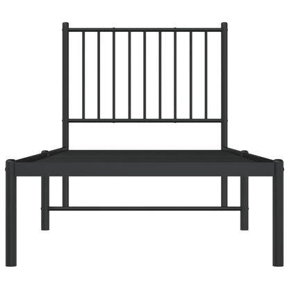 Metal Bed Frame without Mattress with Headboard Black 75x190cm