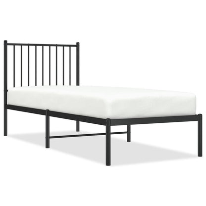 Metal Bed Frame without Mattress with Headboard Black 80x200cm