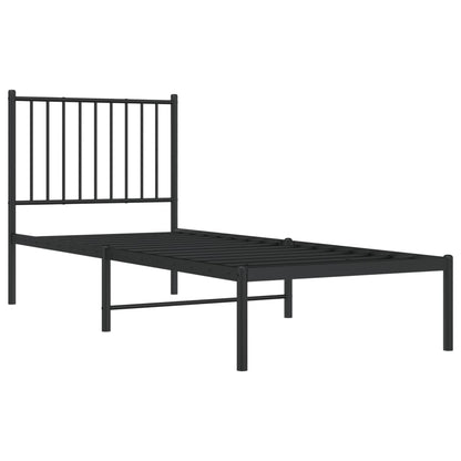 Metal Bed Frame without Mattress with Headboard Black 80x200cm
