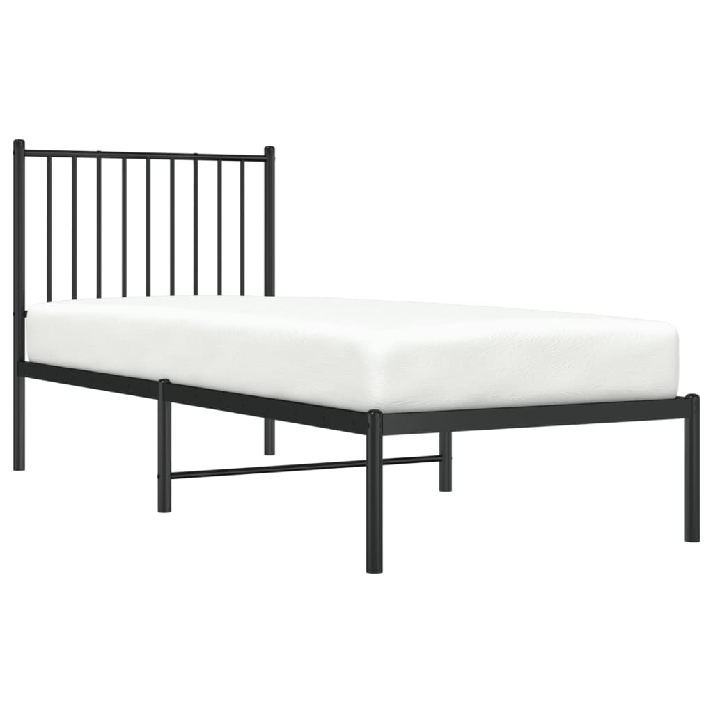 Metal Bed Frame without Mattress with Headboard Black 80x200cm