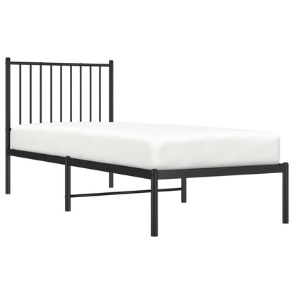 Metal Bed Frame without Mattress with Headboard Black 80x200cm
