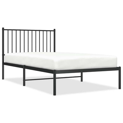 Metal Bed Frame without Mattress with Headboard Black 100x190cm