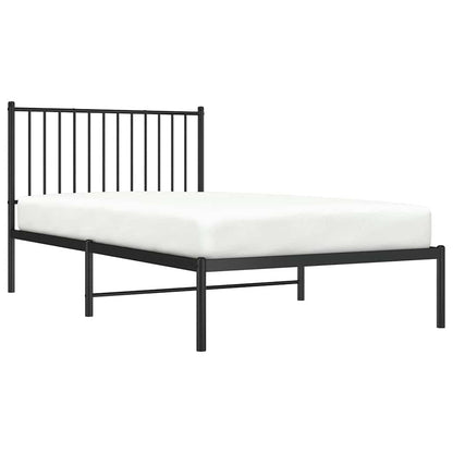 Metal Bed Frame without Mattress with Headboard Black 100x190cm