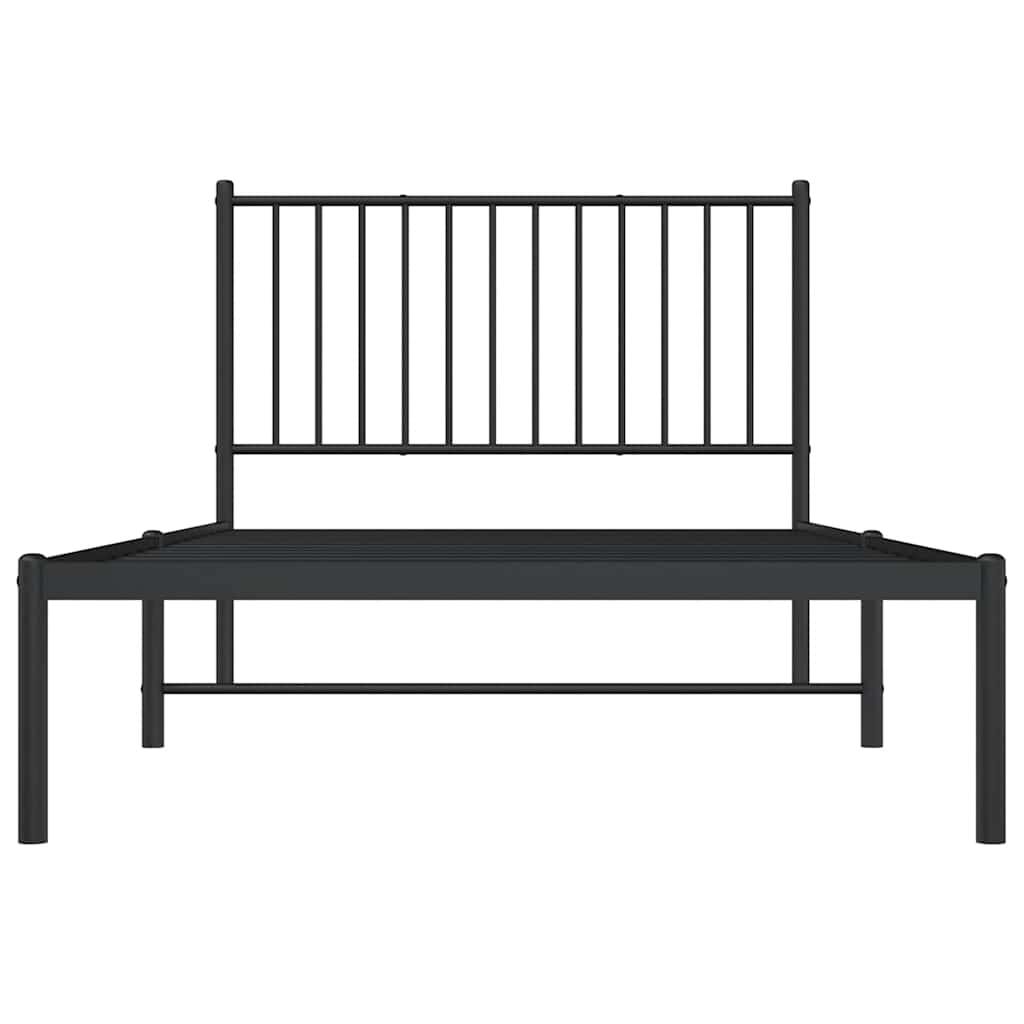 Metal Bed Frame without Mattress with Headboard Black 100x190cm