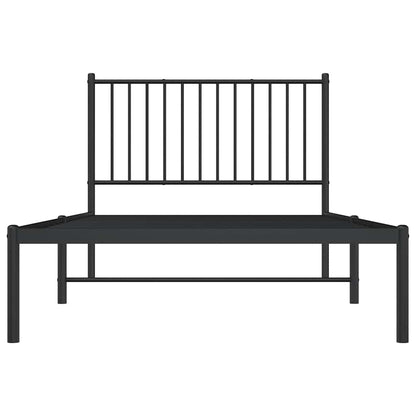 Metal Bed Frame without Mattress with Headboard Black 100x190cm