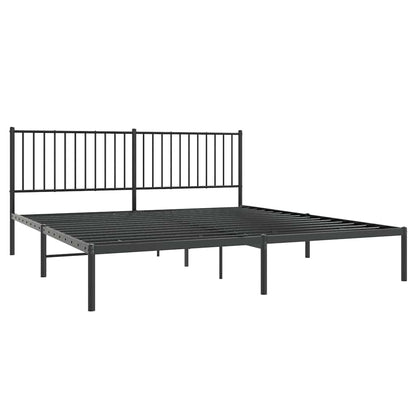Metal Bed Frame without Mattress with Headboard Black 183x213cm
