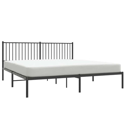 Metal Bed Frame without Mattress with Headboard Black 183x213cm
