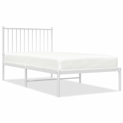 Metal Bed Frame without Mattress with Headboard White 90x190cm